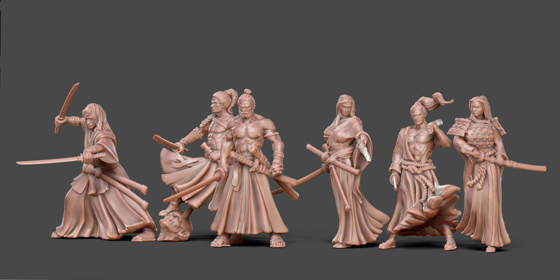 Ronin Bundle - 6 ronin 35mm scale 3D print model_1