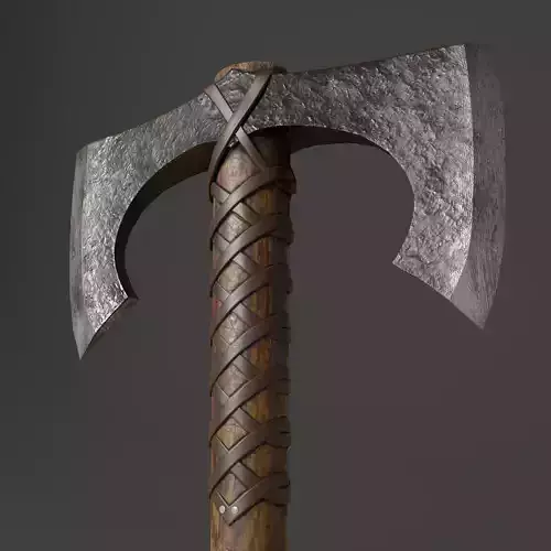 Viking Battle Axe low-poly gamedev-ready