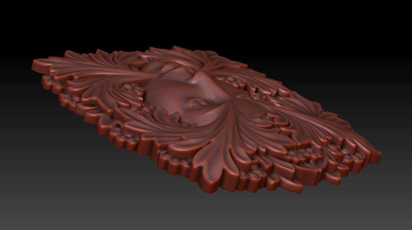 Greenlady face with leaves 3D print model_16