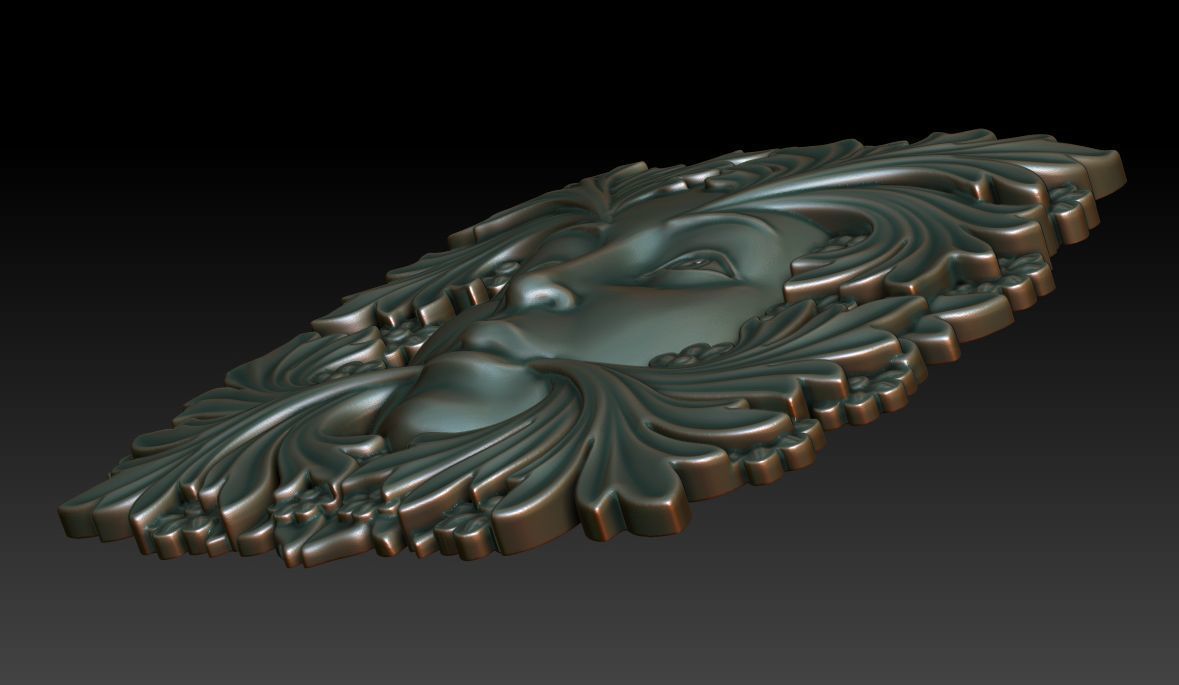 Greenlady face with leaves 3D print model_6