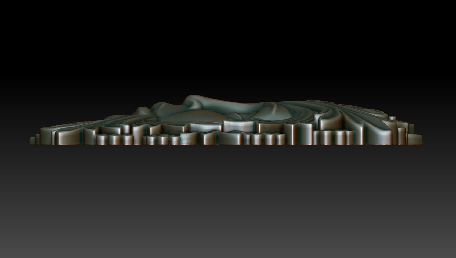 Greenlady face with leaves 3D print model_2