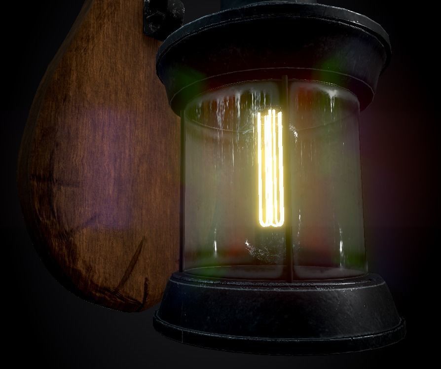 Rustic Light Pbr Material And Low Poly Low-poly 3D model_3