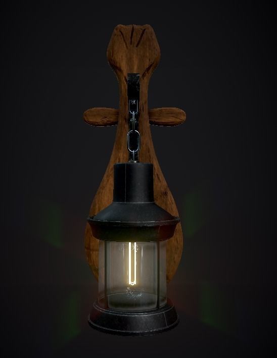 Rustic Light Pbr Material And Low Poly Low-poly 3D model_1