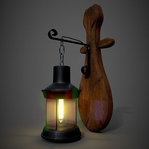 Rustic Light Pbr Material And Low Poly Low-poly 3D model
