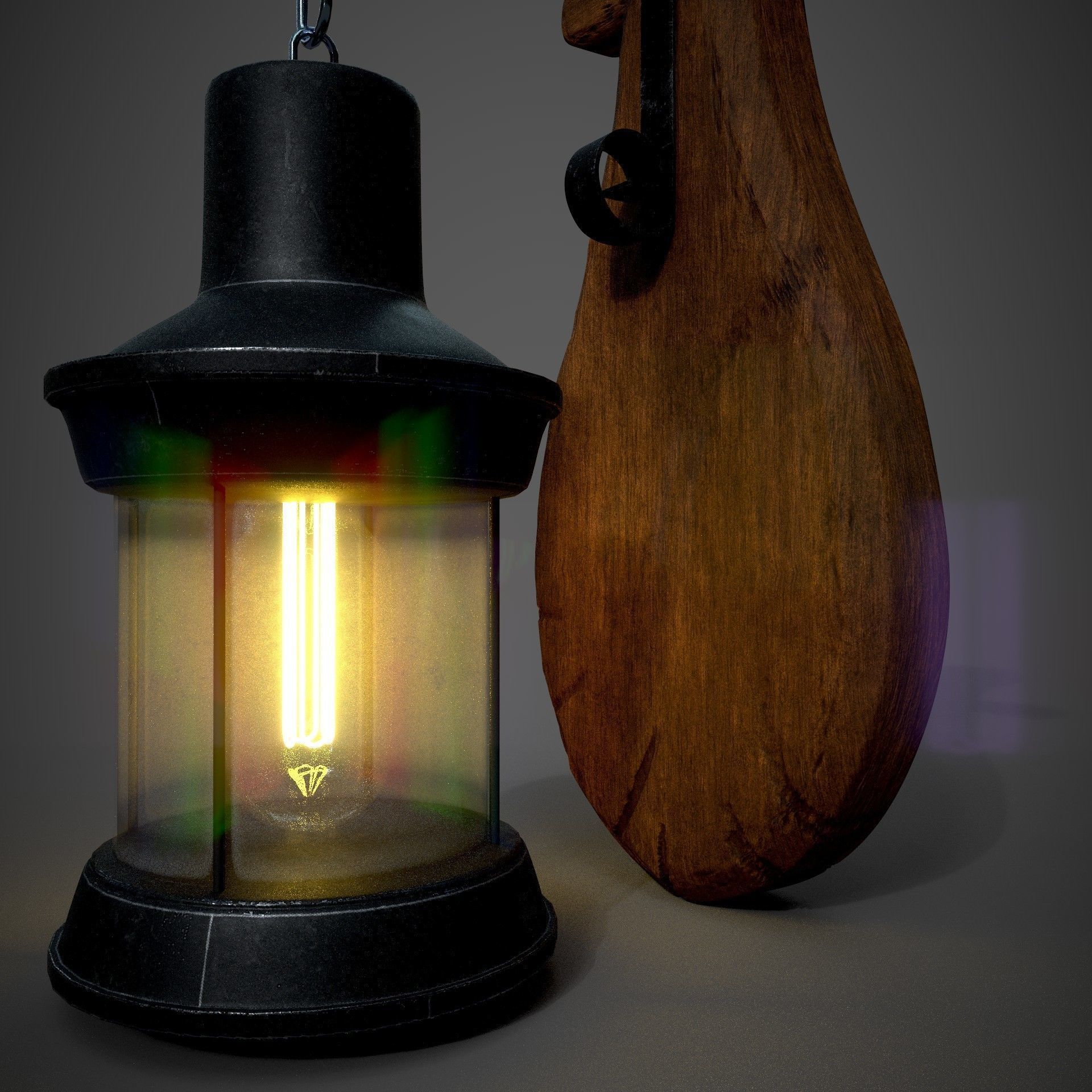 Rustic Light Pbr Material And Low Poly Low-poly 3D model_2