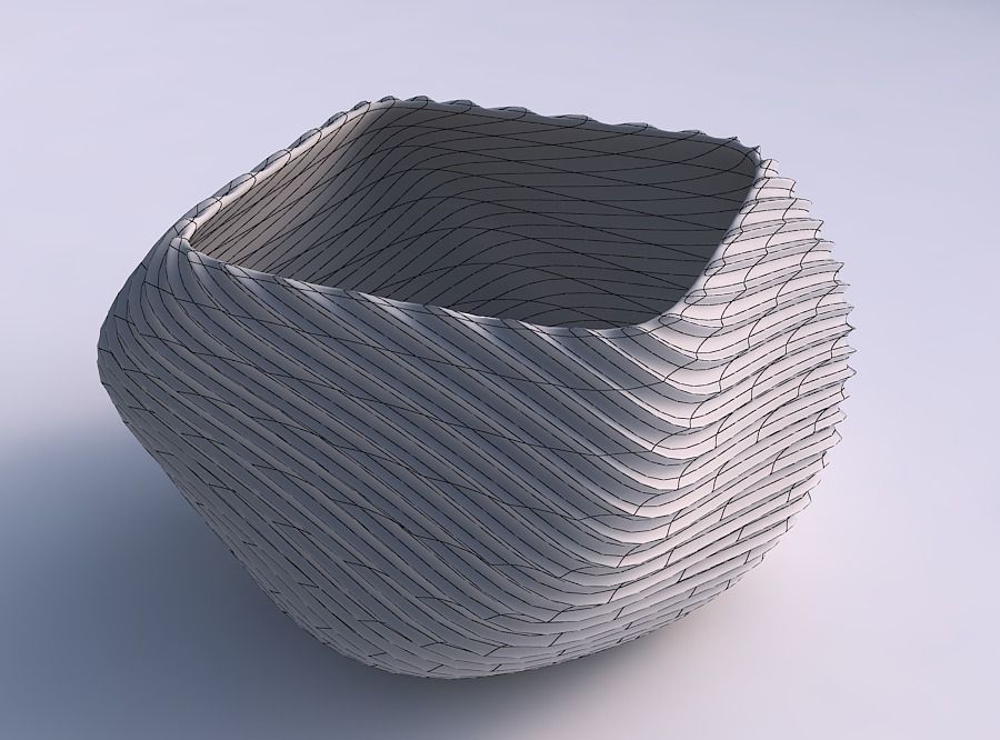 Bowl helix with bent extruded lines 2 3D print model_5