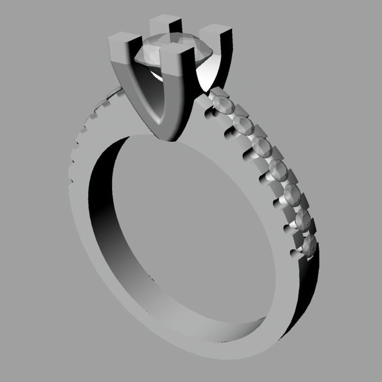 Solitaire  Round diamond Anello solitario Sl69 3D print model_4