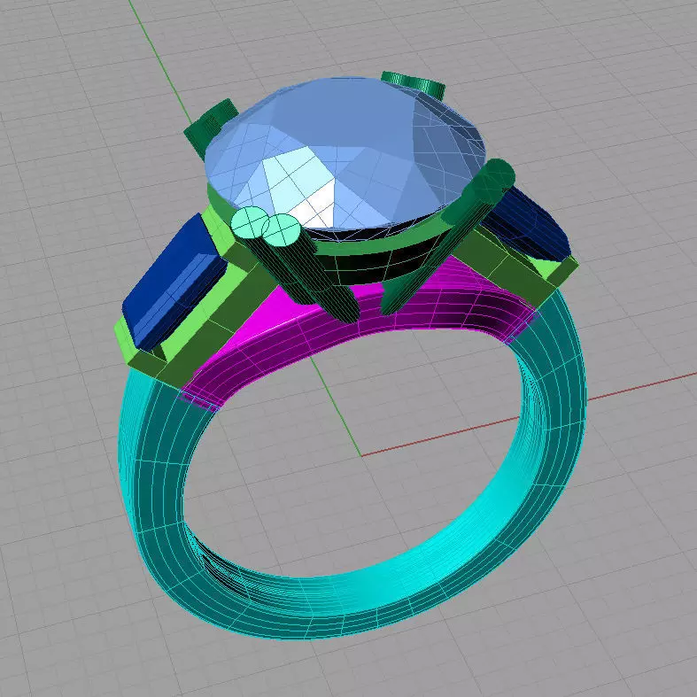 Women ring with gems 3dm stl 3D print model Free Free 3D print model