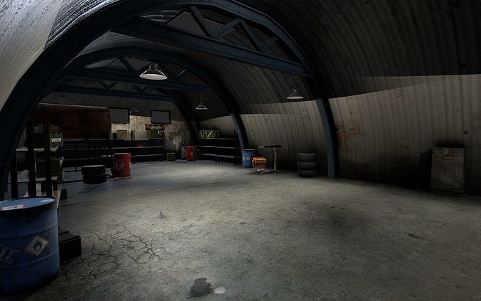 Old garage Low-poly 3D model
