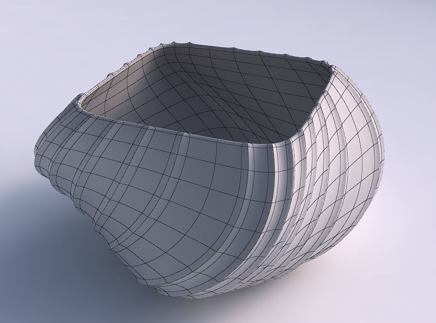 Bowl helix with extruded vertical lines 3D print model_5