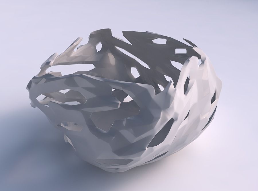 Bowl helix with faceted cuts and bulges 3D print model