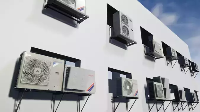 6x unique Animating Air Conditioner Low-poly 3D model