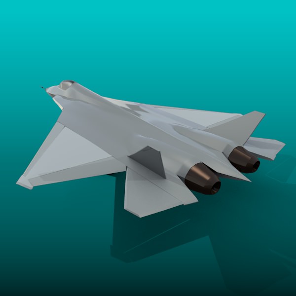 Sukhoi pak-fa t-50 military aircraft Low-poly 3D model_1