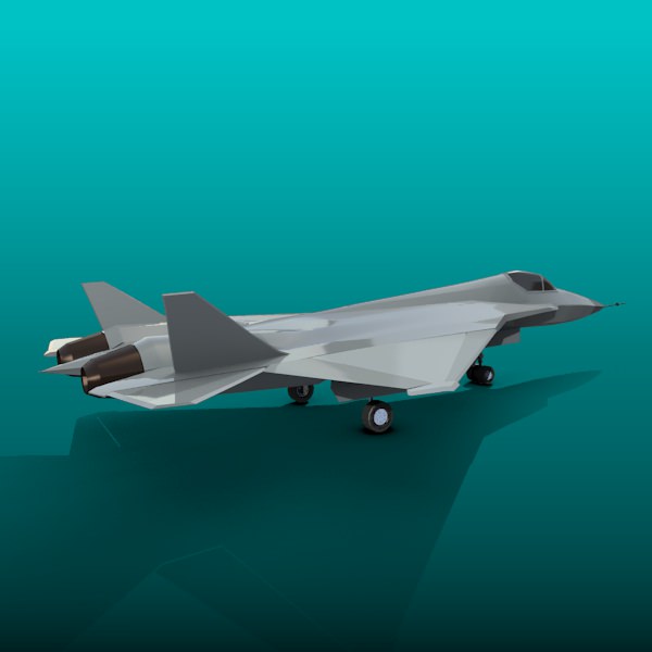 Sukhoi pak-fa t-50 military aircraft Low-poly 3D model_4