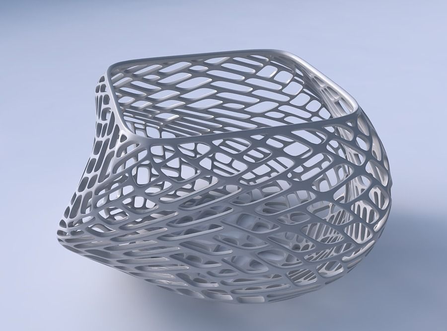 Bowl helix with lattice tiles 3D print model_3
