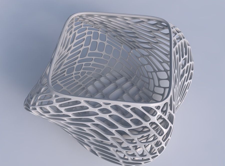 Bowl helix with lattice tiles 3D print model_1