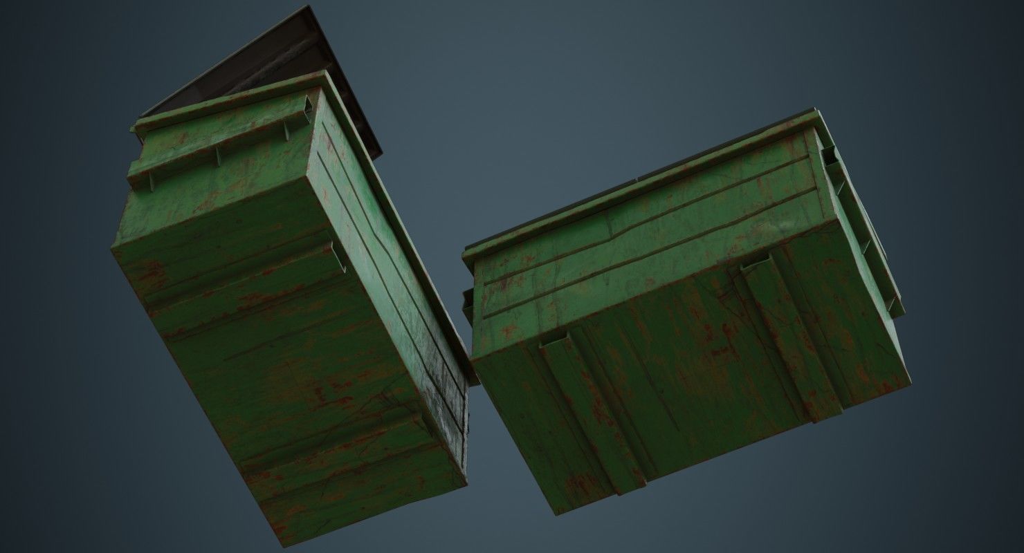 Dumpster 2C Low-poly 3D model_2