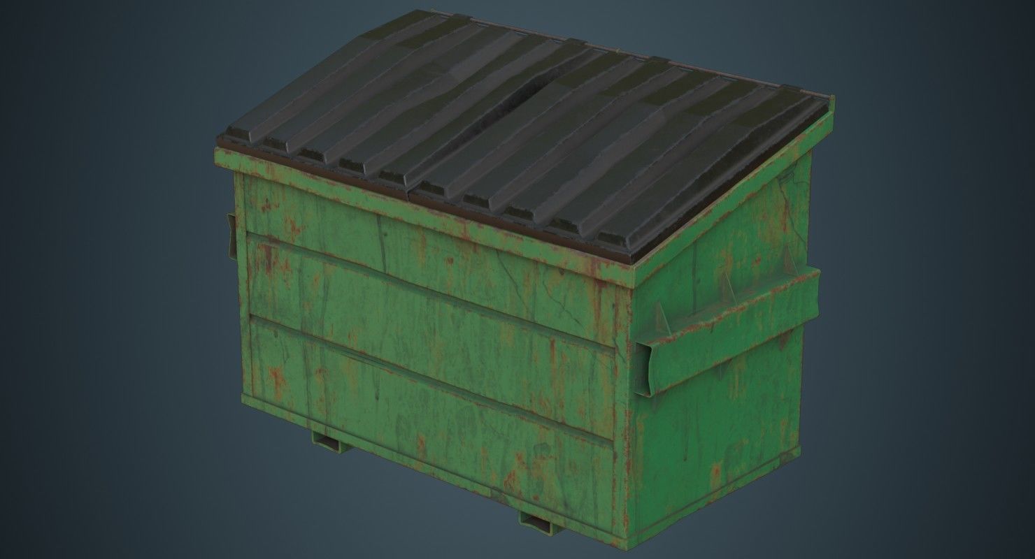 Dumpster 2C Low-poly 3D model_3