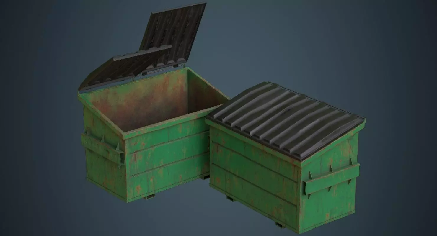 Dumpster 2C Low-poly 3D model_0
