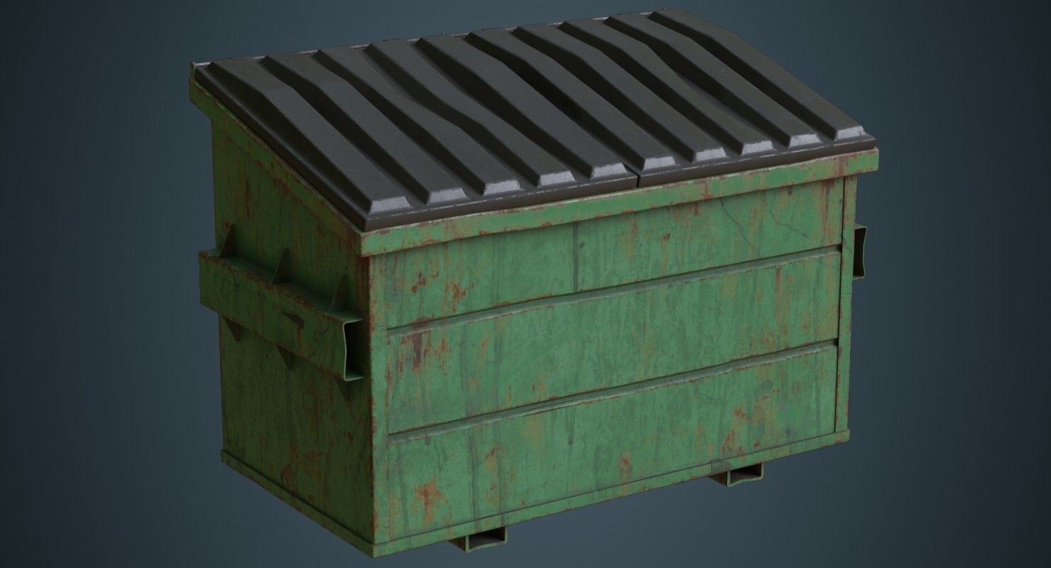 Dumpster 2C Low-poly 3D model_4
