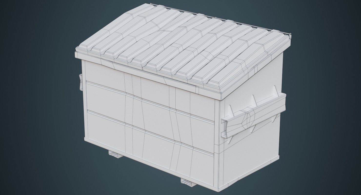 Dumpster 2C Low-poly 3D model_9