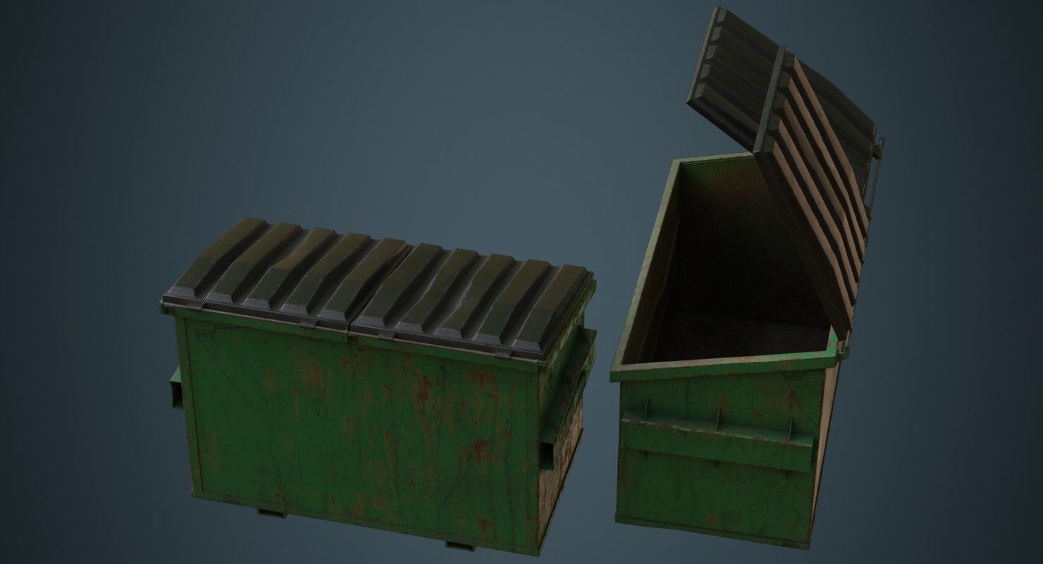 Dumpster 2C Low-poly 3D model_1