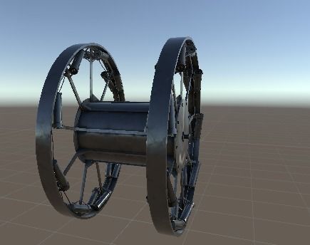 Panjandrum wheel with two wheels Low-poly 3D model_8