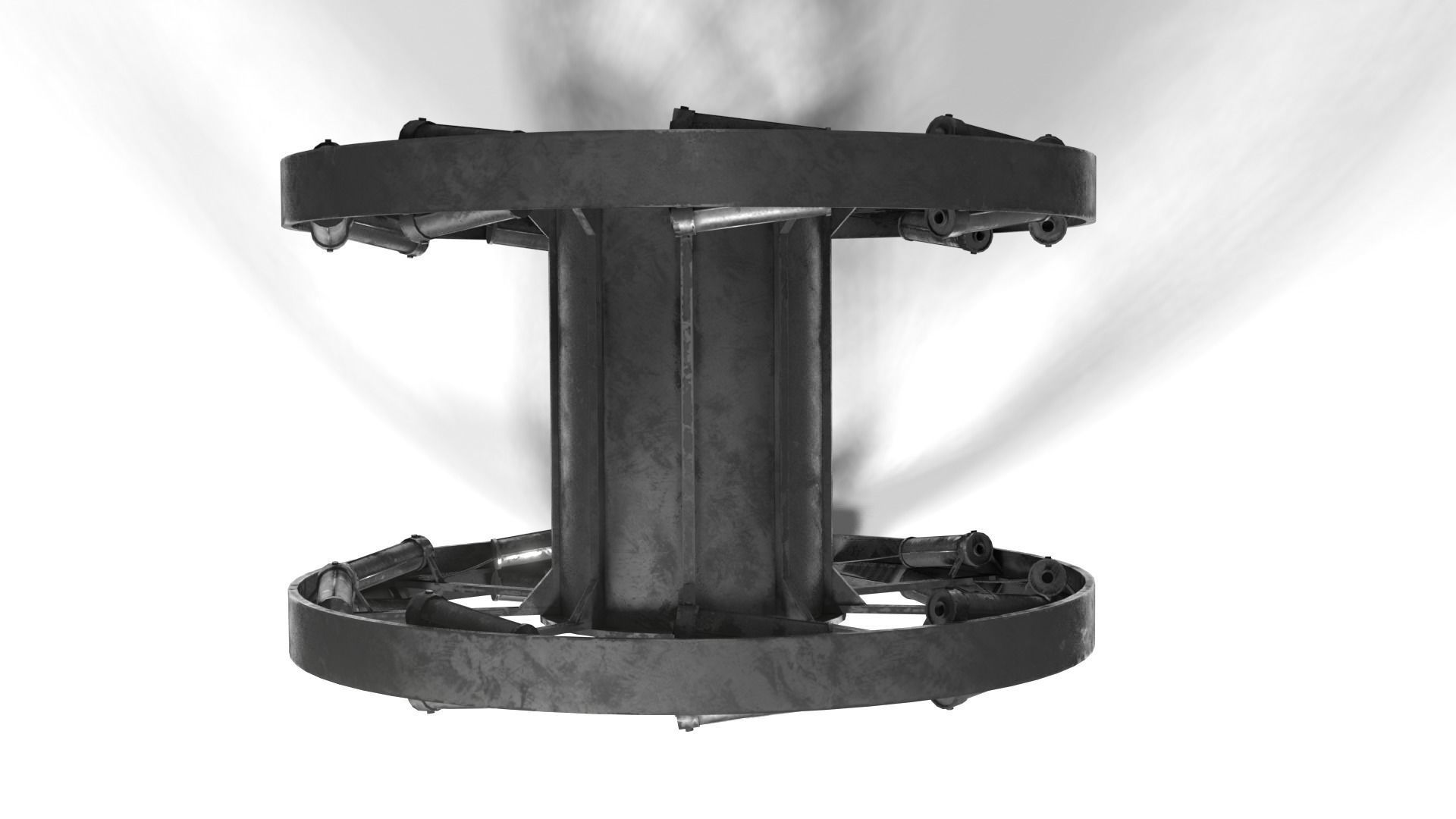 Panjandrum wheel with two wheels Low-poly 3D model_2