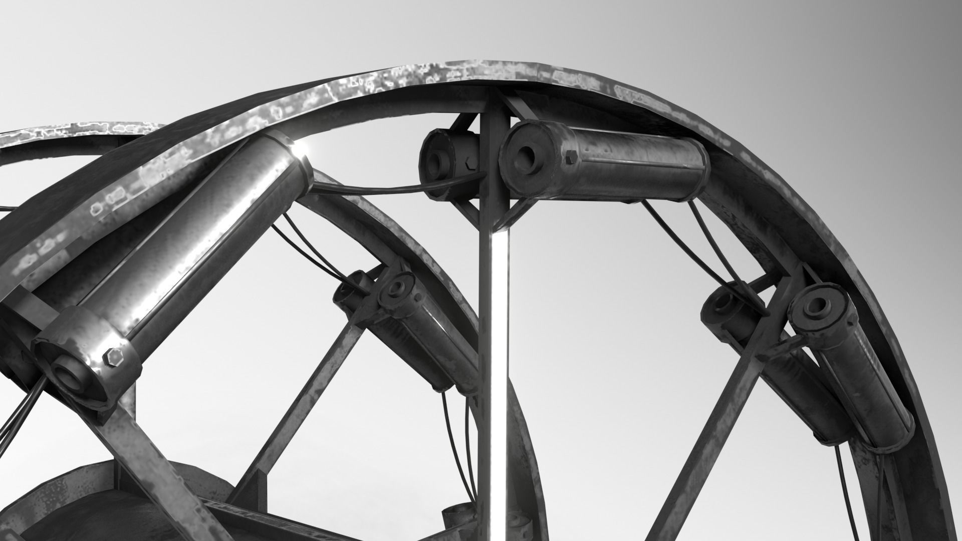 Panjandrum wheel with two wheels Low-poly 3D model_3