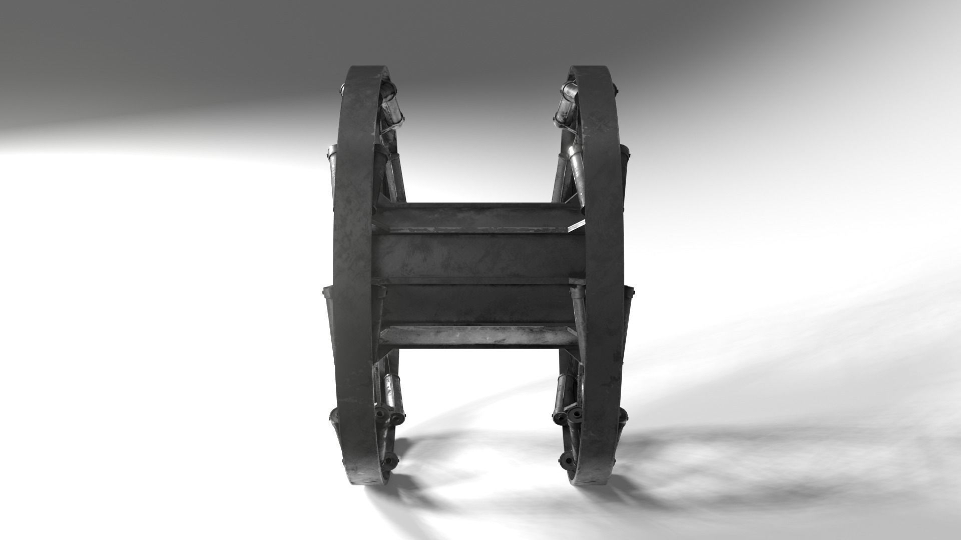 Panjandrum wheel with two wheels Low-poly 3D model_1