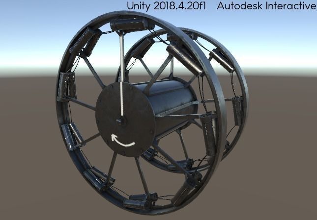 Panjandrum wheel with two wheels Low-poly 3D model_5