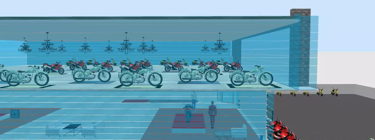 motorcycle bike showroom 3D print model_0