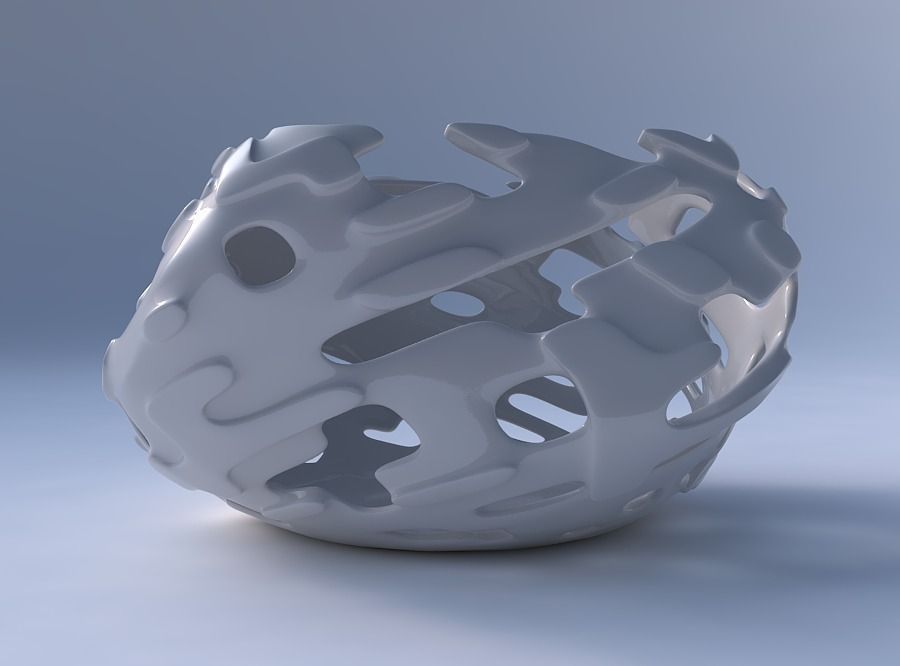 Bowl helix with smooth cuts and bulges 3D print model_4