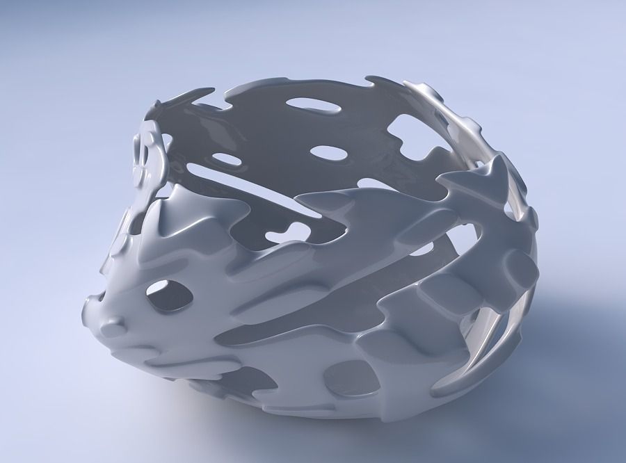 Bowl helix with smooth cuts and bulges 3D print model_3