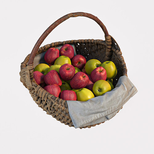 basket with apples 3D model