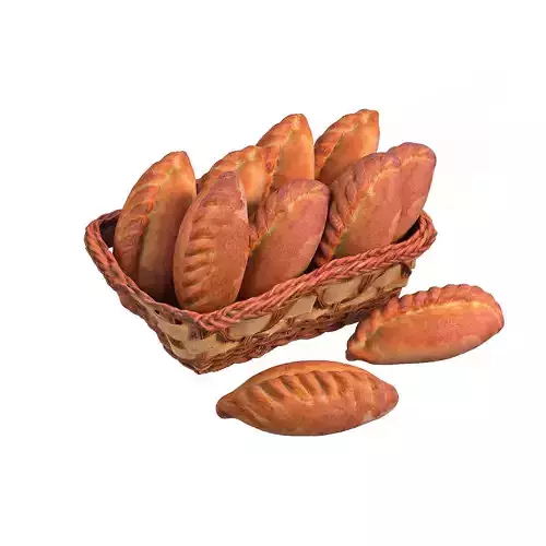 a basket of pastries 3D model