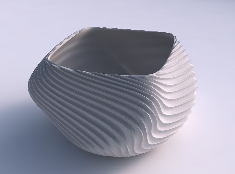 Bowl helix with wavy extruded lines 2 3D print model