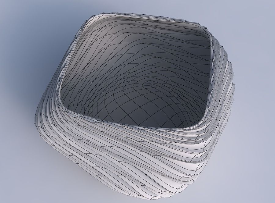 Bowl helix with wavy extruded lines 3D print model_6
