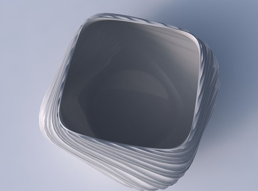 Bowl helix with wavy extruded lines 3D print model_2