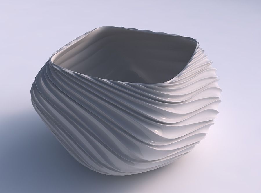 Bowl helix with wavy extruded lines 3D print model_0