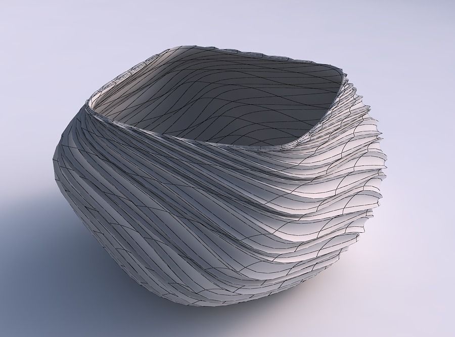 Bowl helix with wavy extruded lines 3D print model_5
