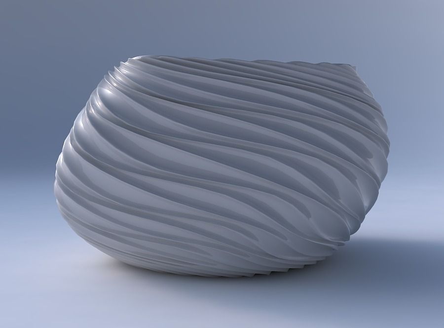 Bowl helix with wavy extruded lines 3D print model_4