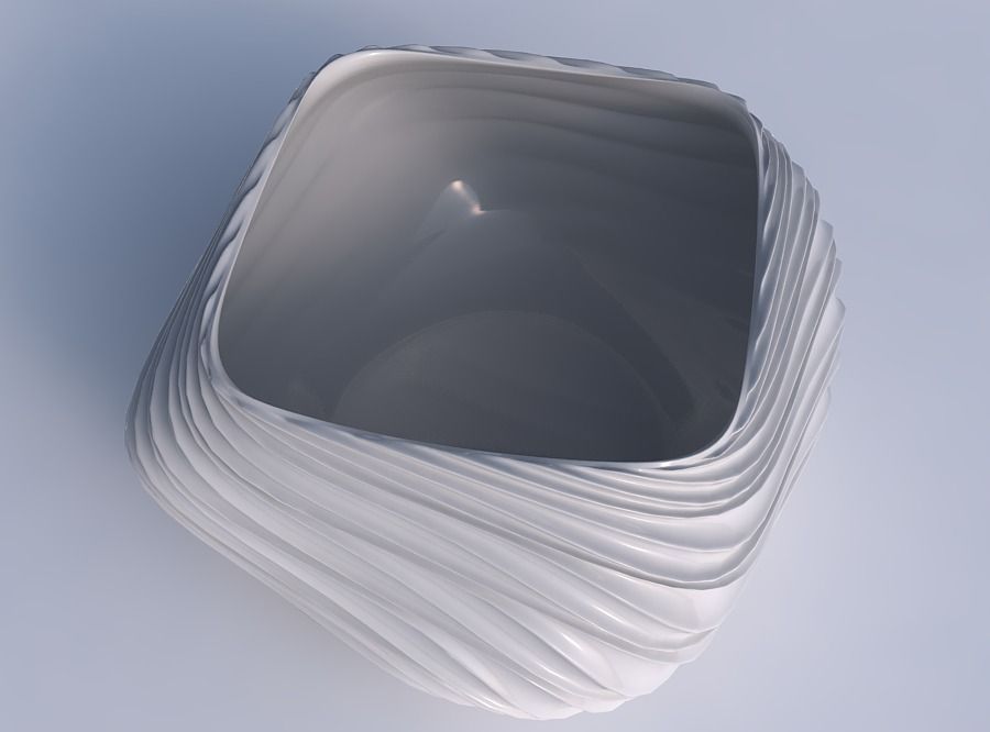 Bowl helix with wavy extruded lines 3D print model_1