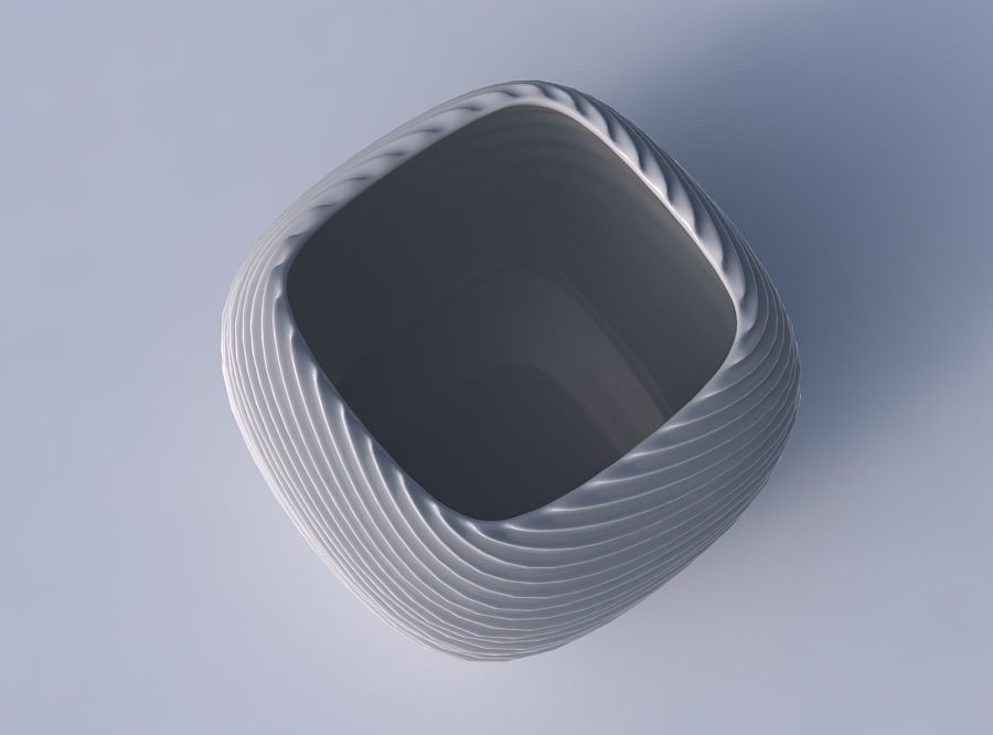 Bowl semi-quadratic with bent extruded lines 2 3D print model_2