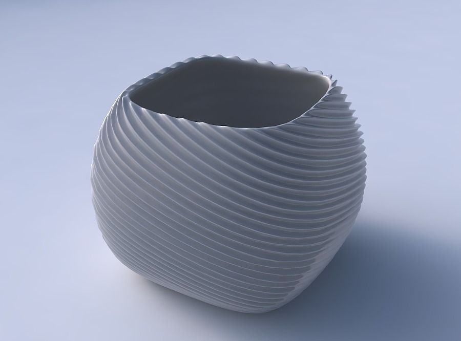 Bowl semi-quadratic with bent extruded lines 2 3D print model_3