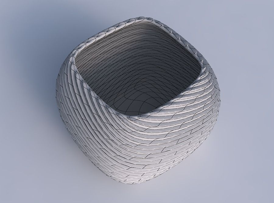 Bowl semi-quadratic with bent extruded lines 2 3D print model_6