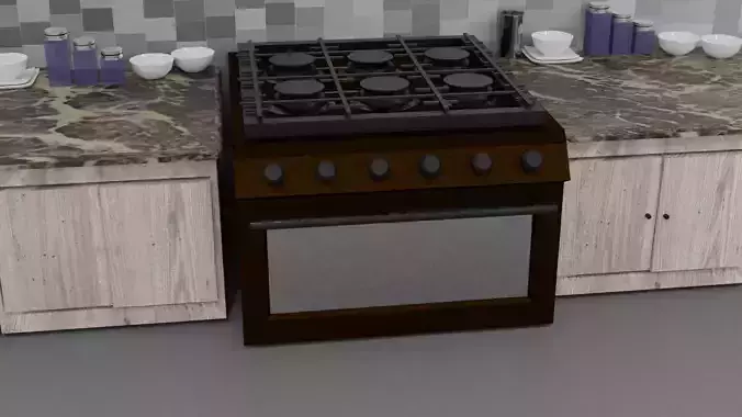 Simple  Low Poly Stove Free low-poly 3D model