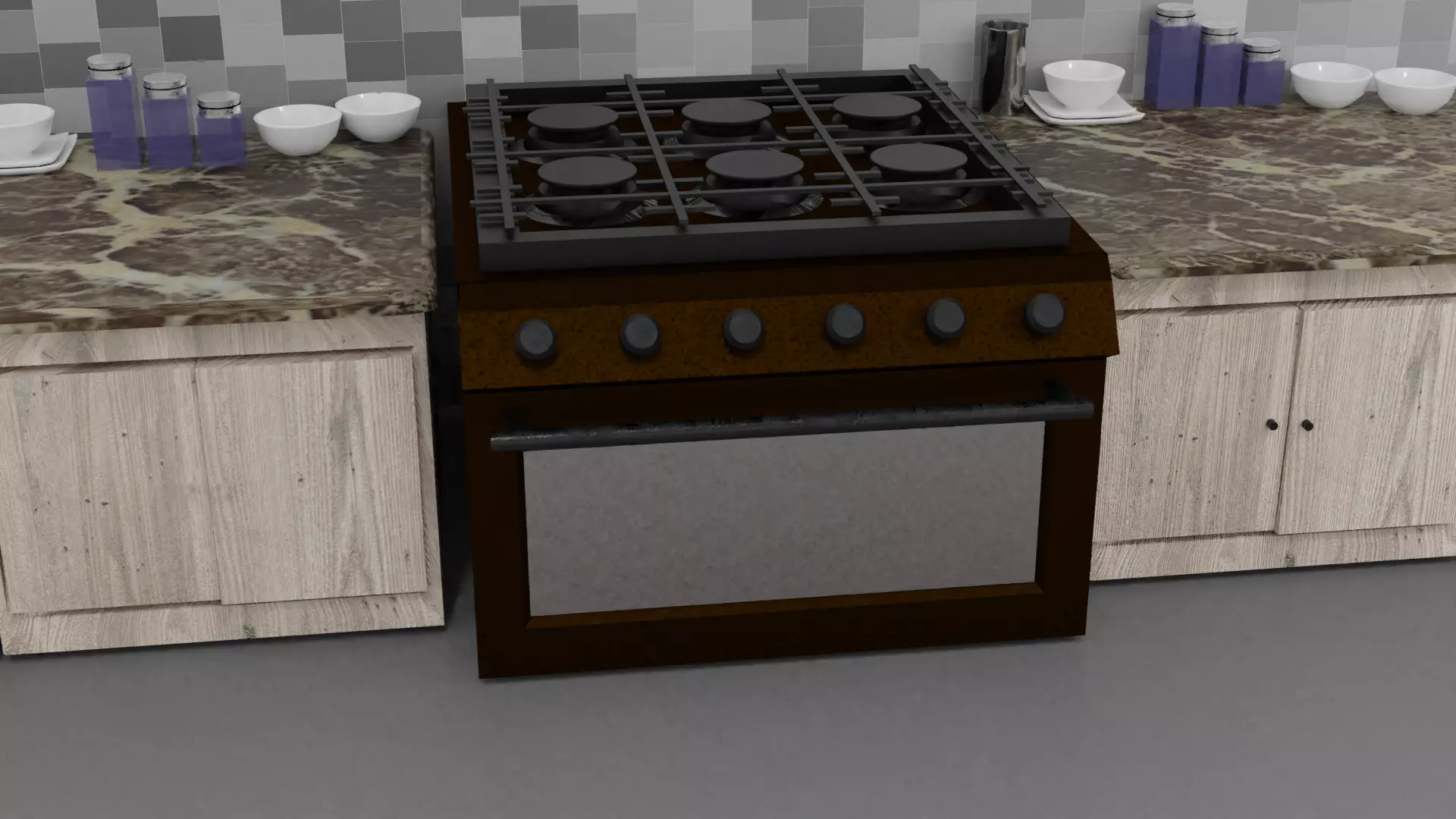 Simple  Low Poly Stove Free low-poly 3D model_0