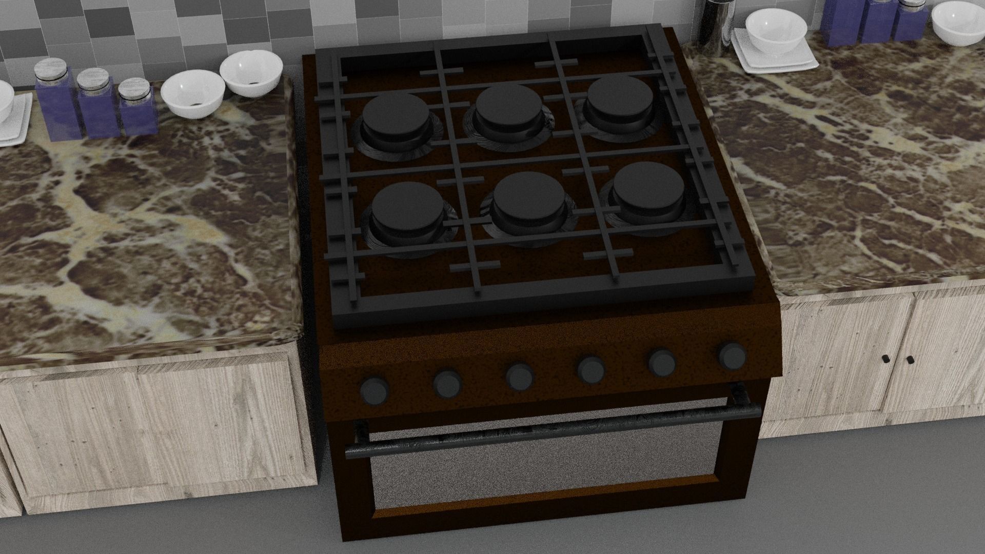 Simple  Low Poly Stove Free low-poly 3D model_1