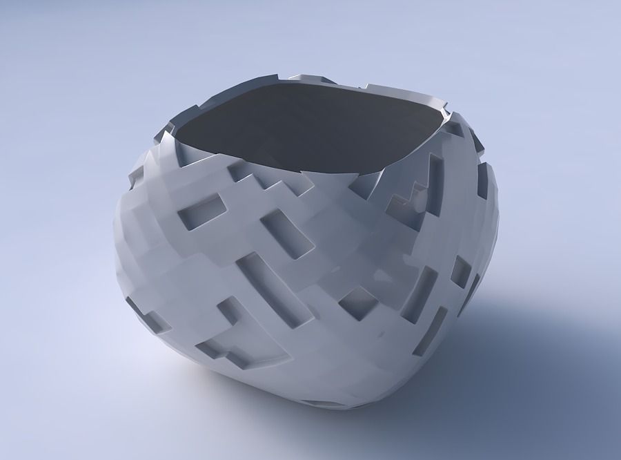 Bowl semi-quadratic with cavities 3D print model_3